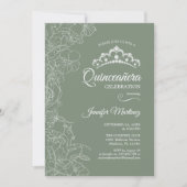 Sage Green Quinceanera Party Invitation (Front)