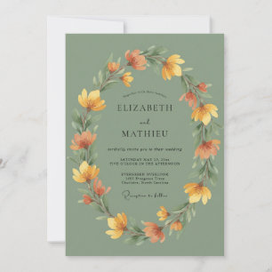 Sage Green Radiant Wildflower Wedding Invitation