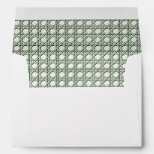 Sage Green Rattan Cane 5x7 Wedding Envelope