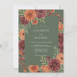 Sage Green Refined Fall Wedding Invitation