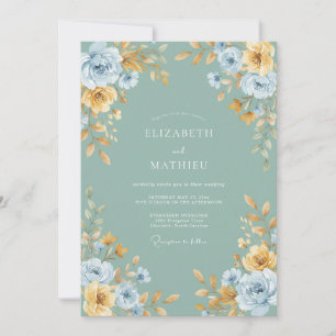 Sage Green Refined Floral Wedding Invitation