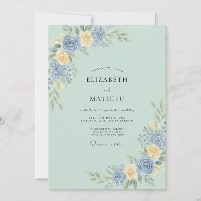 Sage Green Refined Watercolor Wedding Invitation (Front)