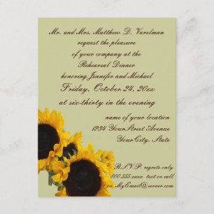 Sage Green Rehearsal Dinner Sunflower Invite