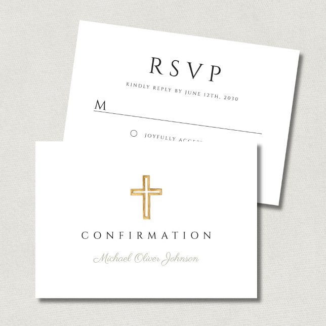 Sage Green Religious Cross Confirmation RSVP Card (Sage Green Religious Cross Confirmation RSVP Card)