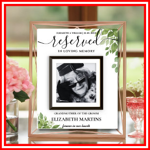 Sage Green Reserved Seat Wedding Sign Deceased