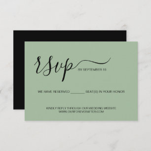 Sage green reserved Seat Wedding Website RSVP Card