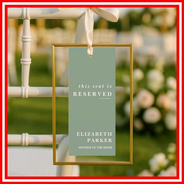 Sage Green Reserved Seating Wedding Tag Invitation (Creator Uploaded)