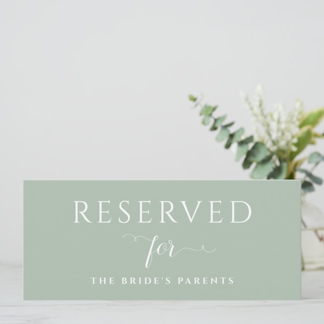 Sage Green Reserved Sign Template Hanging or Table (Standing Front)