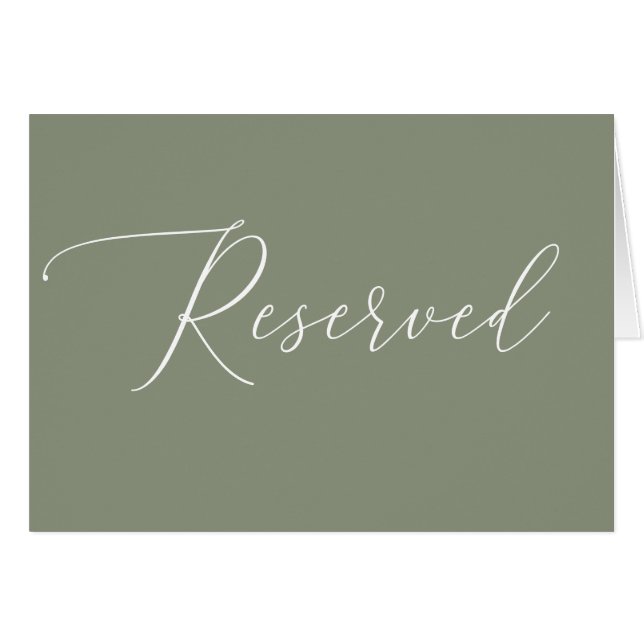 Sage Green Reserved Wedding Sign | Elegant Script (Front Horizontal)