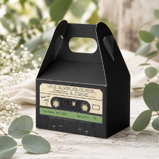 Sage Green Retro Cassette Tape Wedding Favour Box