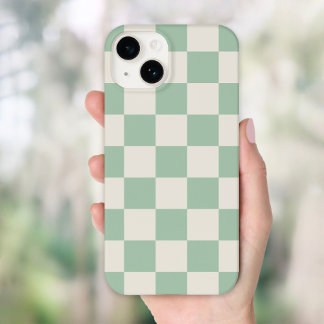 Sage Green Retro Check Case-Mate iPhone 14 Case
