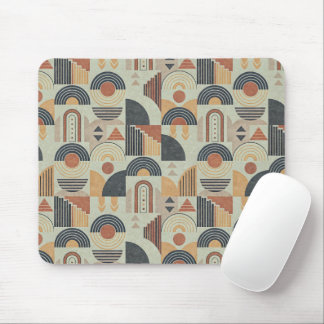 Sage Green Retro Geometric Mouse Pad