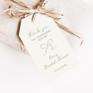 Sage Green Ribbon Bridal Shower Gift Tags