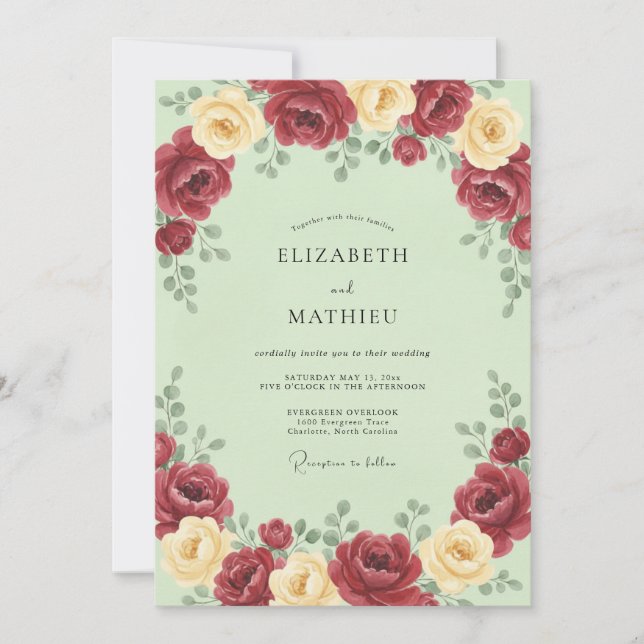 Sage Green Rich Romantic Wedding Invitation (Front)