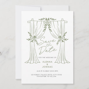 Sage Green Romance Save the Date Invitation