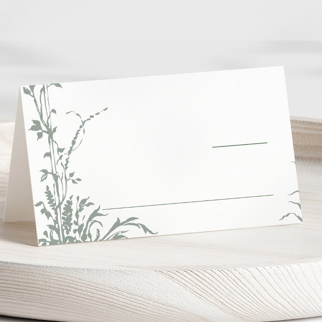 Sage Green Romantic Botanical Garden Wedding Place Card (Creator Uploaded)