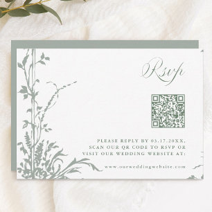 Sage Green Romantic Botanical Garden Wedding RSVP Card