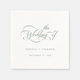 Sage Green Romantic Classy Calligraphy Wedding Napkin