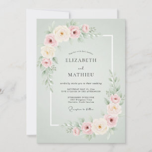 Sage Green Romantic Spring Wedding Invitation