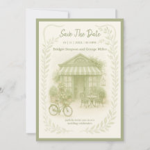 sage green romantic wedding outdoor save the date