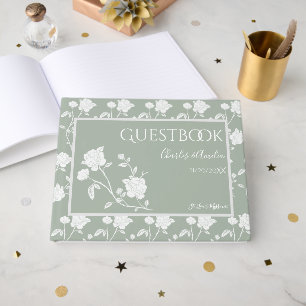 Sage Green Rose Wedding Guest Book