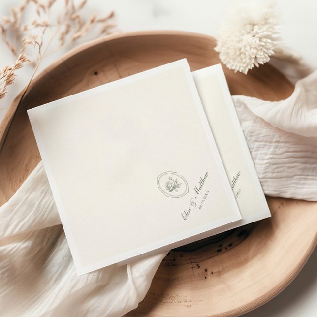 Sage Green Rose Wedding  Napkin (Creator Uploaded)