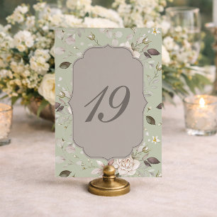 Sage Green Rose Wedding Table Numbers 10–19