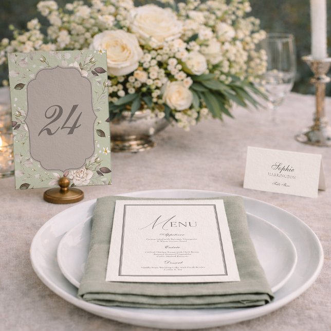 Sage Green Rose Wedding Table Numbers 20-29 (Creator Uploaded)