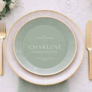 Sage Green Round Wedding Menu