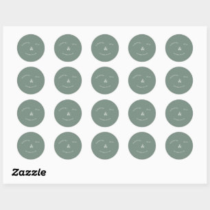 Sage Green Round Wedding Sticker
