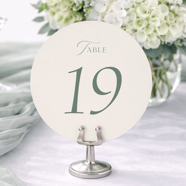 Sage Green Round Wedding Table Numbers 1–19 (Creator Uploaded)