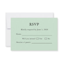 Sage Green RSVP Card Minimal Editable Elegant