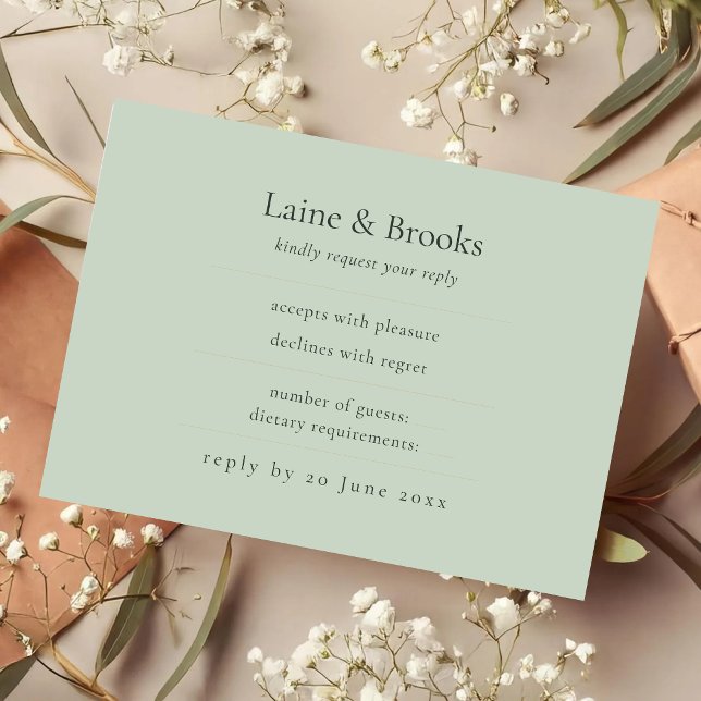 Sage Green RSVP Card | Minimal Elegant Wedding Res (Creator Uploaded)
