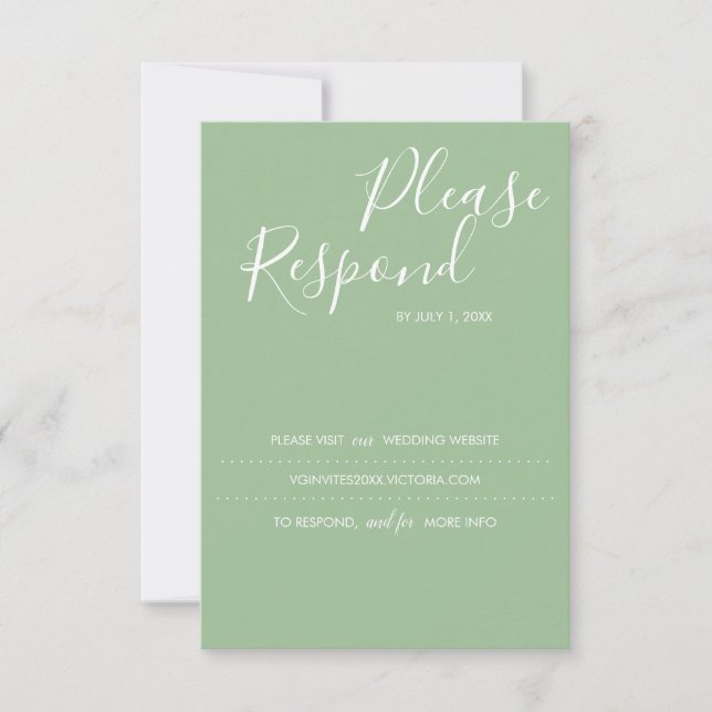 Sage Green RSVP Card, Wedding Website Card (Front)