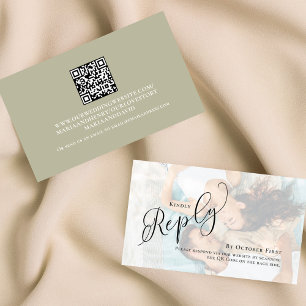 Sage Green RSVP Photo Elegant Wedding Enclosure Card
