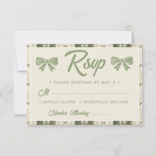 Sage Green Rustic Denim Wedding RSVP Card