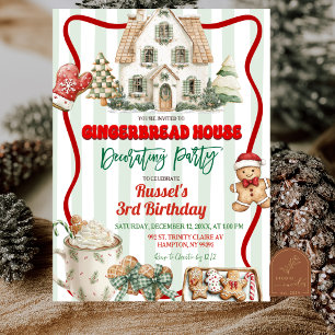 Sage Green Rustic Gingerbread Decorating Party Invitation