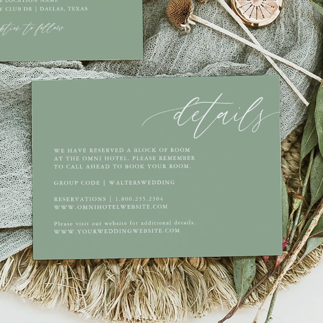 Sage Green Rustic Wedding Details Cards (Creator Uploaded)