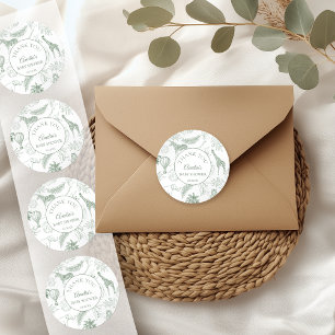 Sage Green Safari Jungle Animals Baby Shower Seal