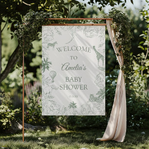 Sage Green Safari Jungle Baby Shower Animals Poster
