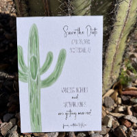 Sage Green Saguaro Cactus Save The Date Invitation