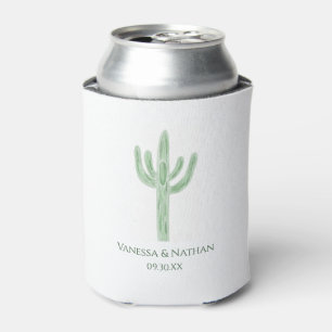 Sage Green Saguaro Cactus Wedding Can Cooler