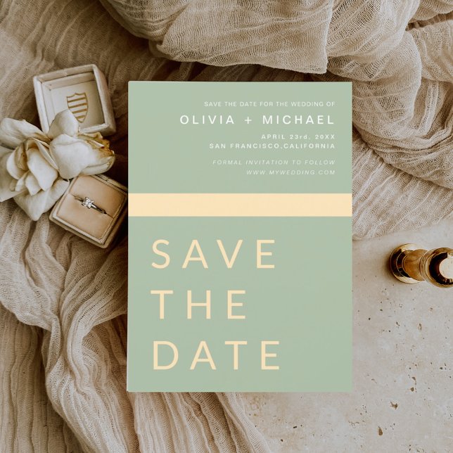 Sage Green Save the Date Elegant Gold  (Creator Uploaded)
