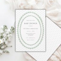 Sage Green Scallop Frame Vintage Invitation