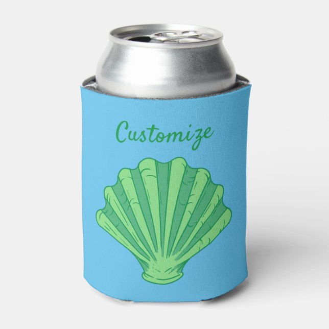 Sage Green Scallop Shell Thunder_Cove  Can Cooler (Can Front)