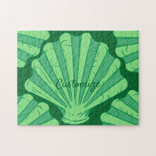 Sage Green Scallop Shell Thunder_Cove Jigsaw Puzzle