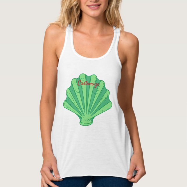 Sage Green Scallop Shell Thunder_Cove  Singlet (Front)