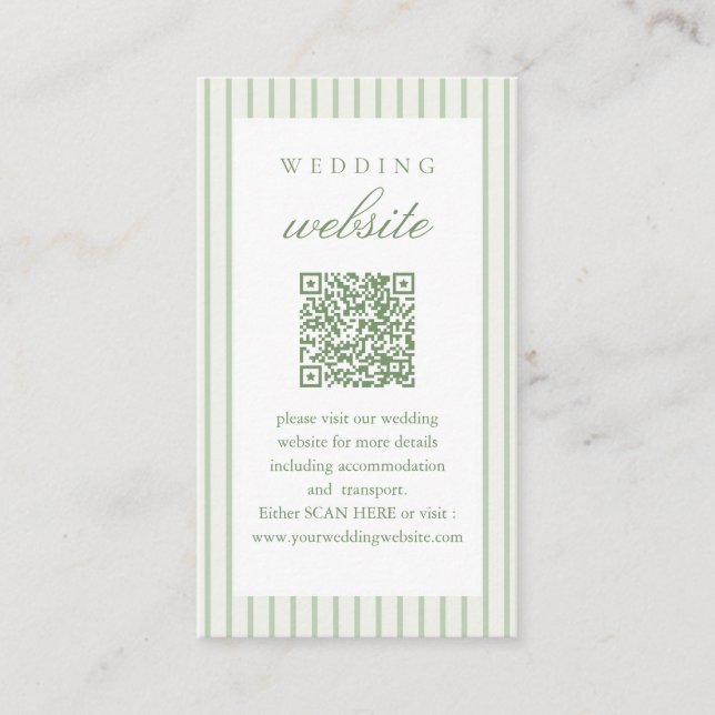 Sage Green Scan Me QR Code Wedding Info Enclosure Card (Front)