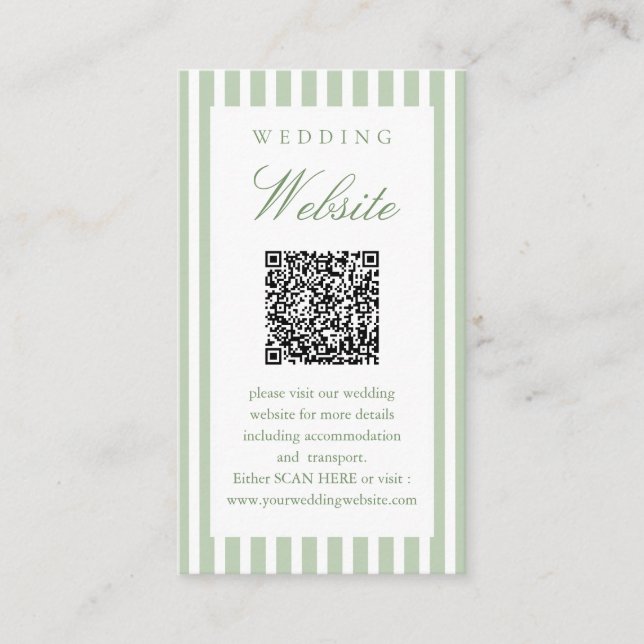 Sage Green Scan Me QR Code Wedding Website  Enclosure Card (Front)