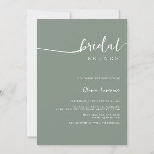 Sage Green Script Bridal Brunch Invitation